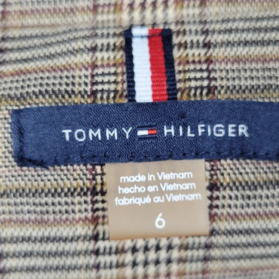 Jaqueta Blazer Tommy Hilfiger Marrom Houndstooth Xadrez Cotovelo Patches Pico Tamanho 6 - Imagem 3 de 4