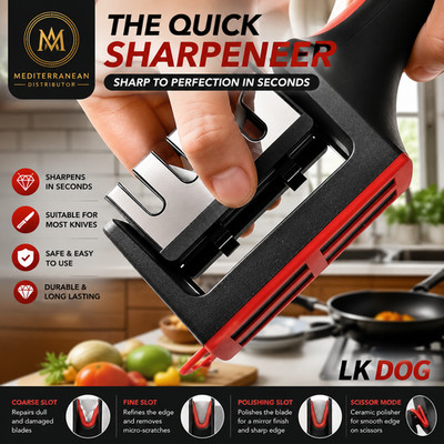 4-in-1 Kitchen Knife Sharpener Scissor Sharpener Non Slip Black Red Tool