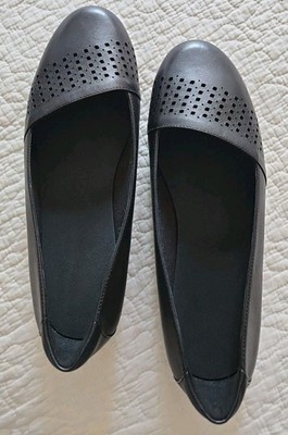 ABEO 24/7 Fleur Ballet Flat Shoes Comfort Black Leather perforated NEW Sz 9