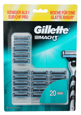 20 Gillette Mach3 Rasierklingen / 20 Stück Klingen Set / 4x 5er in OVP