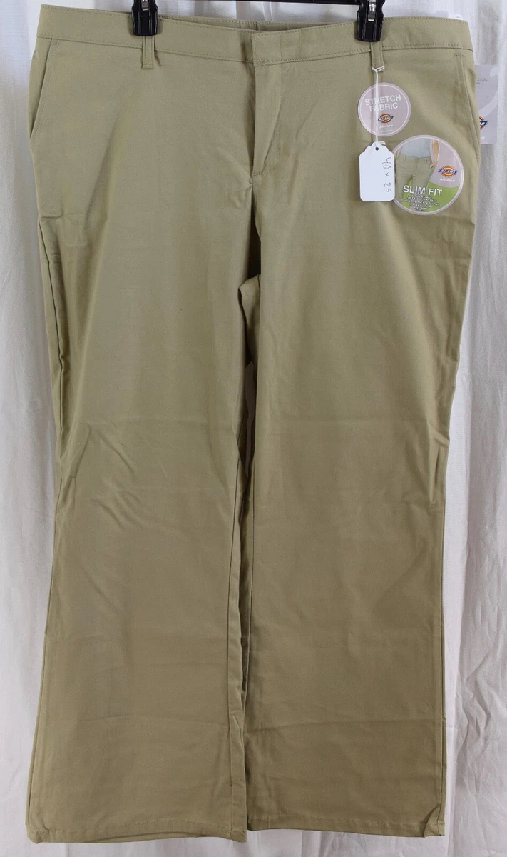 Dickies Women s Flat Front Stretch Twill Pant Slim Bootcut Sand