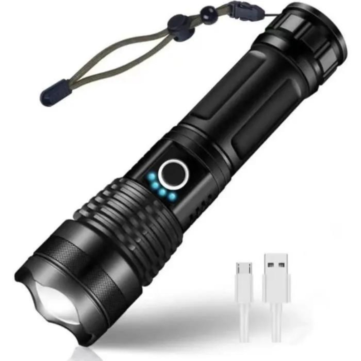 Lampe torche LED puissante rechargeable USB zoomable étanche pour éclairage extérieur