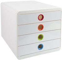 Exacompta 314398D Schubladenbox POP-BOX 4 Schubladen Weiß Harlekin