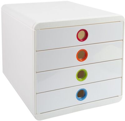 Exacompta 314398D Schubladenbox POP-BOX 4 Schubladen Weiß Harlekin