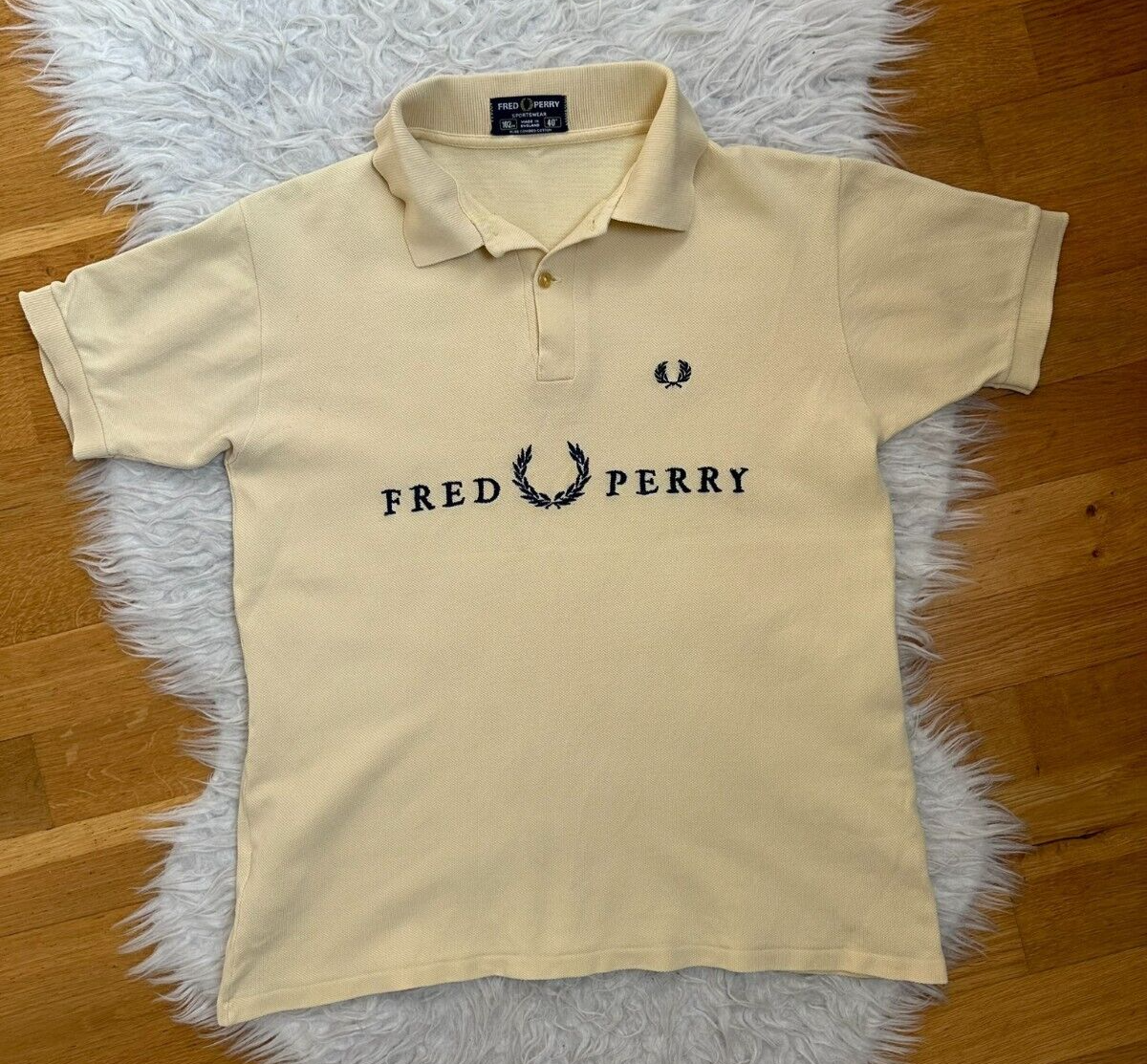 yellow light blouse top polo shirt short sleeve fred perry size L