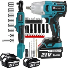 1/2" Brushless Cordless Ratchet/Impact Wrench Impact Gun Fit Makita 18V Battery