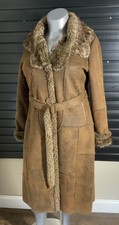 Tribal Sportswear Faux Suede Fleece Lined Maxi Coat Size Large