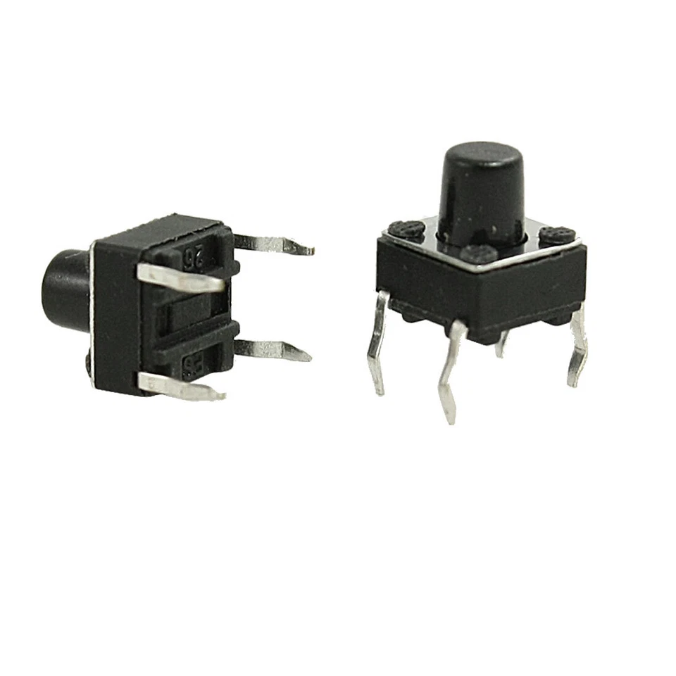 UXCELL 100 Stk 6x6x7mm momentane taktile Tact Taster Schalter 4 Pin DIP Durchgangsloch