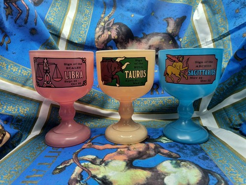 Vintage 1970's 8” Tiara Glass Zodiac Sign (You Choose) Astrology Goblet Chalices - Picture 2 of 32