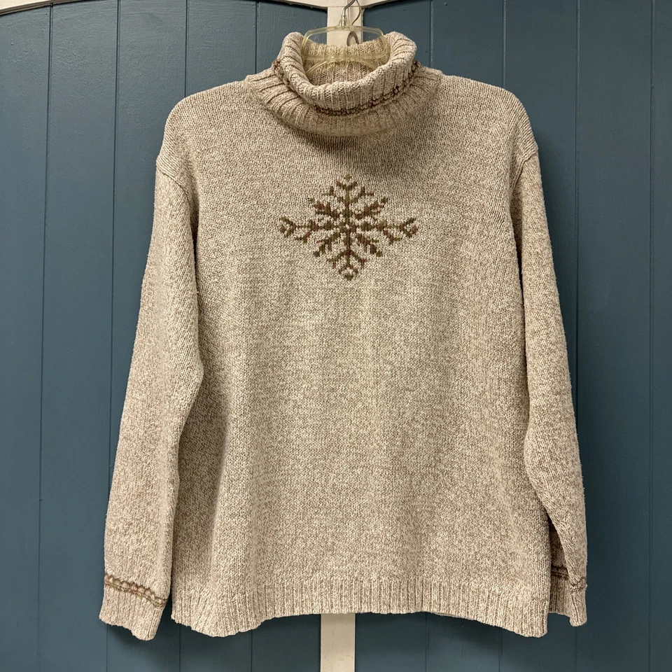 Suéter Pullover Vintage Woolrich Mujer L Beige Cuello Alto Abuela Núcleo Abuela Foto 2 de 4