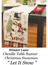 CHRISTMAS Snowman Table Runner Let It Snow Chenille