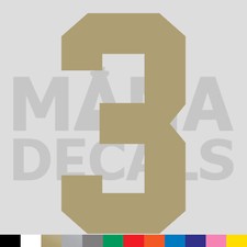 Number Three 3 Vinyl Die Cut Decal Sticker - Jersey Sport Athlete Varsity