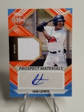 Ian Lewis 2022 Panini Elite Extra Edition RC Prospect Materials Orange AUTO /199