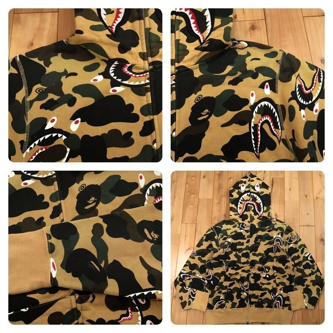 BAPE 1st camo yellow shark full zip hoodie A Bathing Ape Size S | eBay