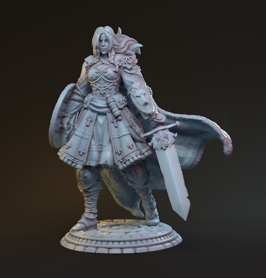 Kämpferin Schwert Schild Miniatur Knight of the Round Table für Tabletop wie D&D