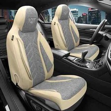 2x Sitzbezüge passend für Ford Mustang 7 ab 2014 (Grau-Beige) HERM209