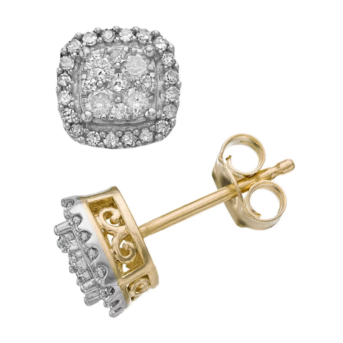 Sparkling square halo stud earrings online