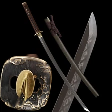 Handmade Japanese Samurai Katana Clay Tempered T10 Steel Blade Sword Full Tang