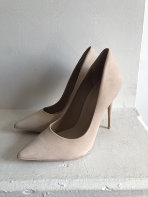 bone suede pumps