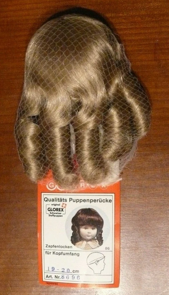 GLOREX PERRUQUE POUR POUPEE : CHEVEUX SYNTHETIQUE BLOND A ANGLAISES ET FRANGE 19/20 CM