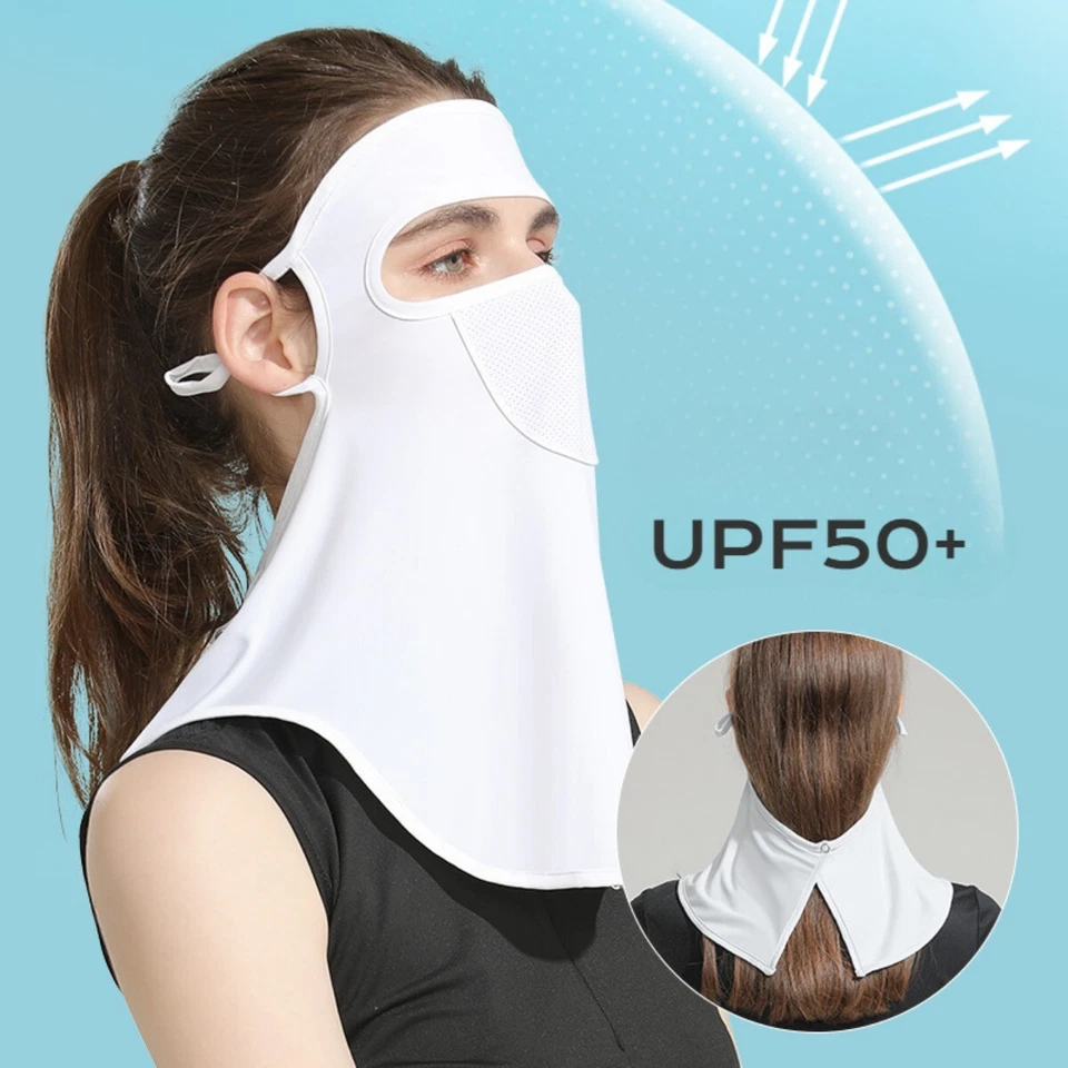 UPF50+ Mascarilla Facial Bufanda Pasamontañas para Mujer - Protección UV Cuello Polaina Bandana Foto 3 de 4