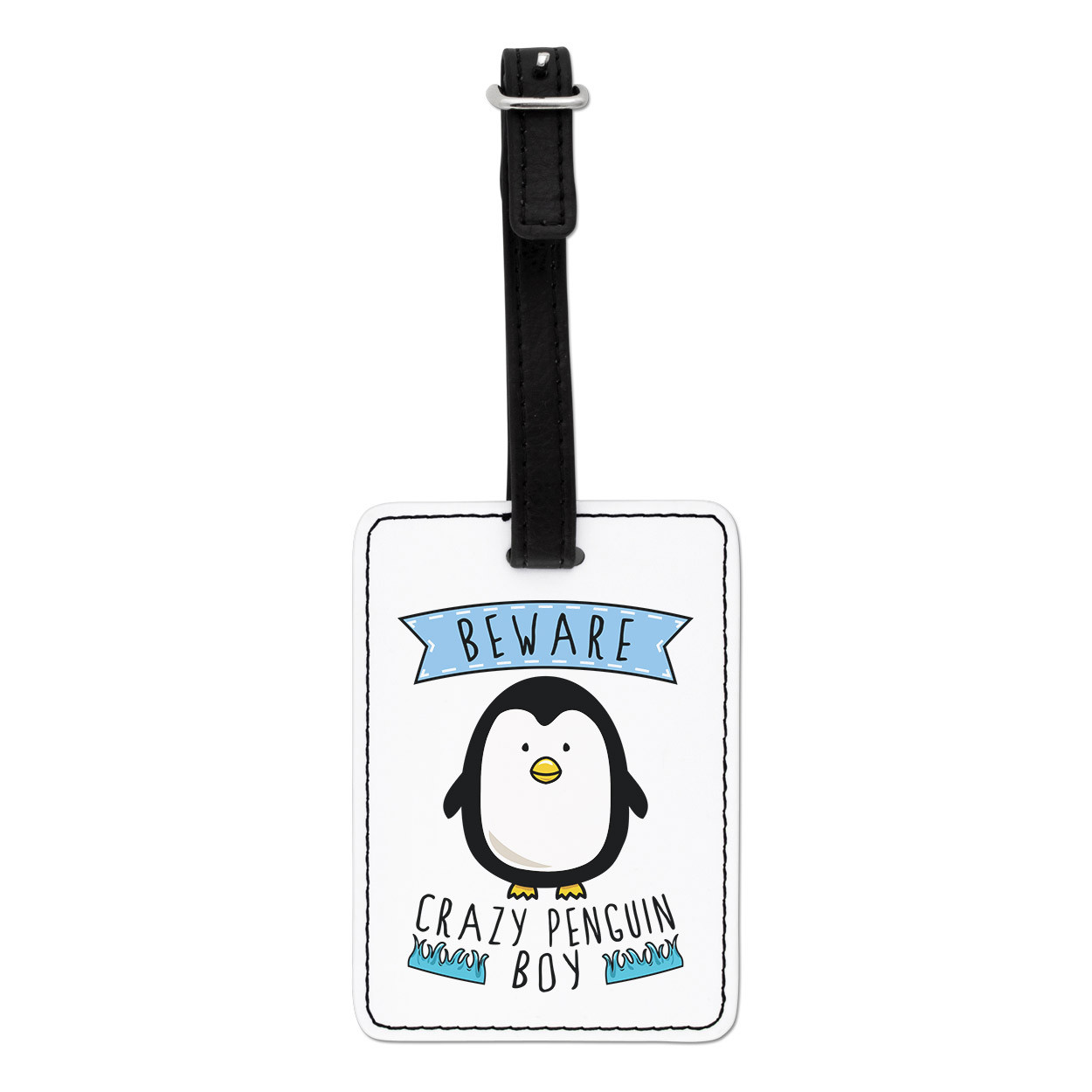Beware Crazy Penguin Boy Visual Luggage Tag Suitcase Bag - Funny Animal