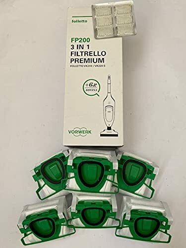 VORWERK FOLLETTO KOBOLD 6 SACCHETTI DI RICAMBIO PER VK 200- VK220 S + 6 PROFUMIN