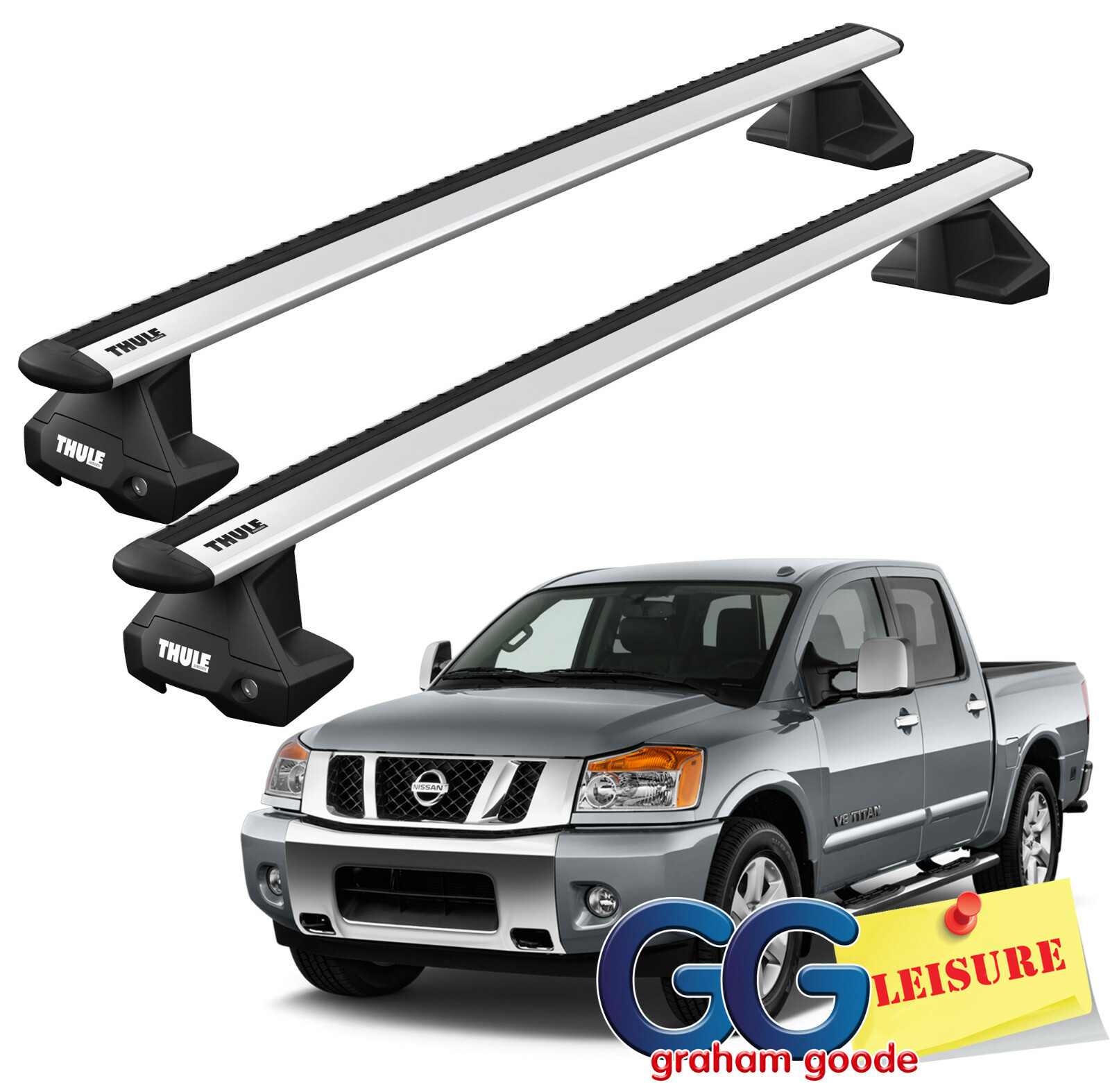 Thule Evo WingBars Roof Rack Bars | Fits Nissan Navara 2005-2015 Double Cab