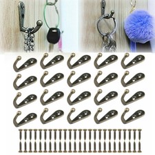20PCS Hanging Metal Single Hook Clothes Hat Coat Robe Wall Door Hangers Hooks