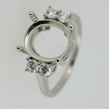 Sterling Silver Semi Mount Ring Setting 12x10mm White Zircon Ring