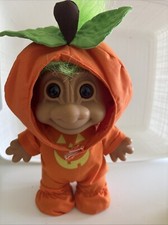 Vintage RUSS Halloween TROLL DOLL Green Hair JACK-O-LANTERN COSTUME Pumpkin