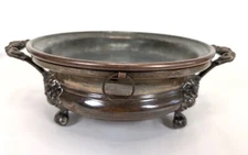 Antique French Copper Food Warmer Hot Plate Chafing Dish Ornate Feet and Handles