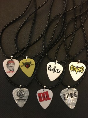 Guitar Pick Necklaces - Bon Jovi, Linkin Park, Willie Nelson, Eddie Veder, more