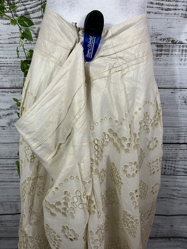 Nygard Skirt Plus 24 Ivory Gold Eyelet Knee Wedding Cocktail Church Modest Slim - Picture 12 of 14
