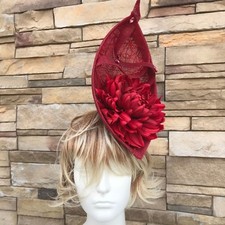 Red Fascinator Headband. Handmade in NY. Kentucky Derby Style. One size fits all