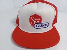 Vtg Promo Advertisement Solder Seal Gunk Red White Trucker Mesh Snapback Hat
