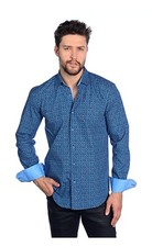 NEW Mens Casual Sport Fashion Shirt Mizumi Untuckit Style Premium Modern Fit Blu