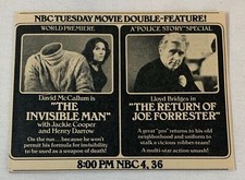 1975 NBC tv ad ~ THE INVISIBLE MAN, RETURN OF JOE FORRESTER Lloyd Bridges
