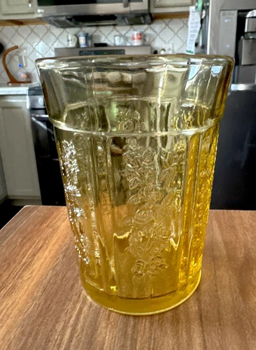 Federal Glass SHARON "Cabbage Rose" Amber Thick Flat Water Tumbler