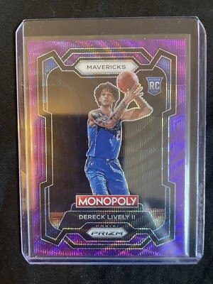 Dereck Lively II 2023-24 Monopoly Prizm RC - Purple Wave Prizm Card Mavericks