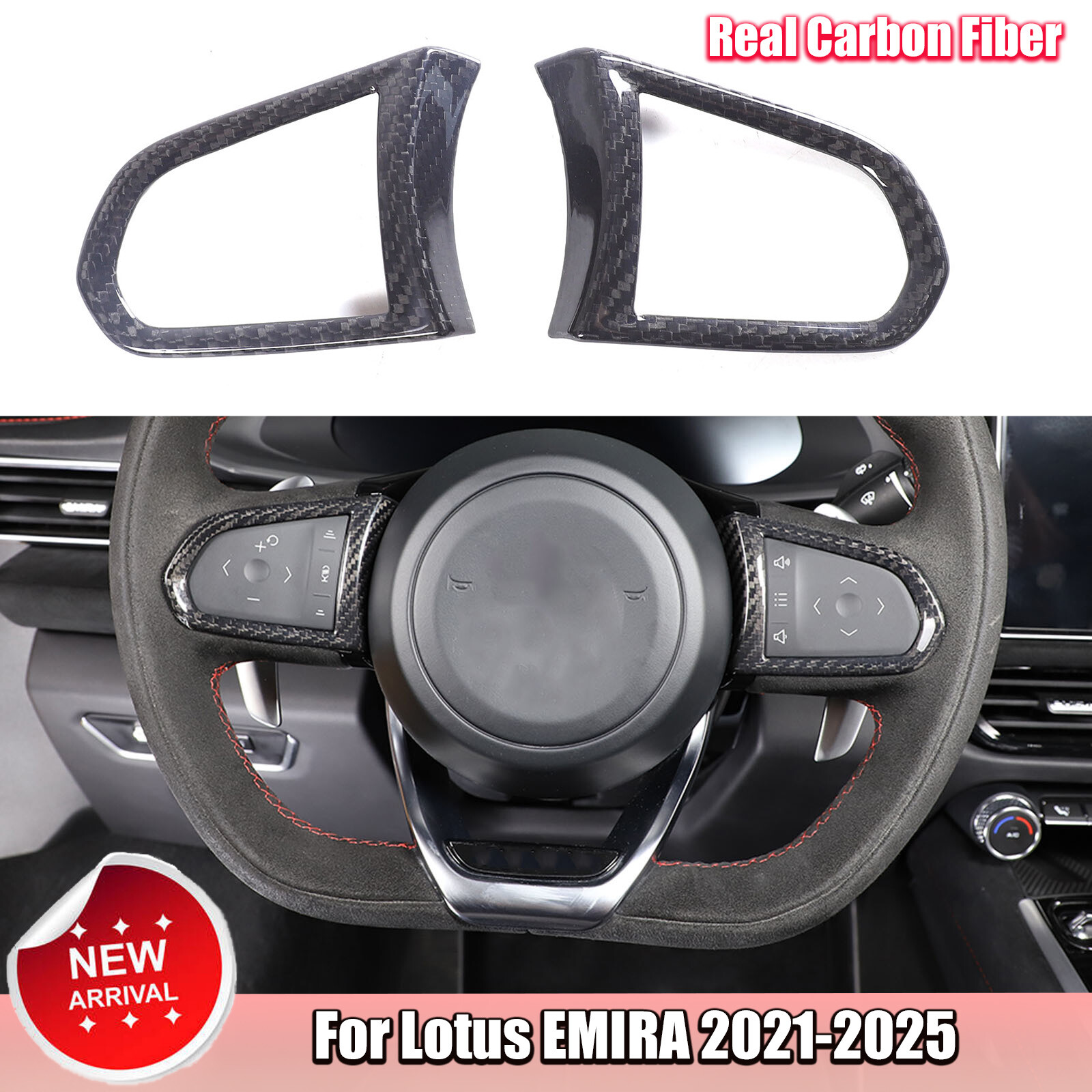 Real Carbon Fiber Steering Wheel Button Cover Trim For Lotus EMIRA 2021-25 US