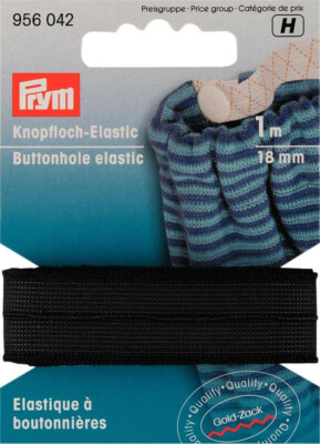 Prym Knopfloch elastisch glatt 18 mm Nähen Schneiderei Auswahl schwarz/weiß 956041/2