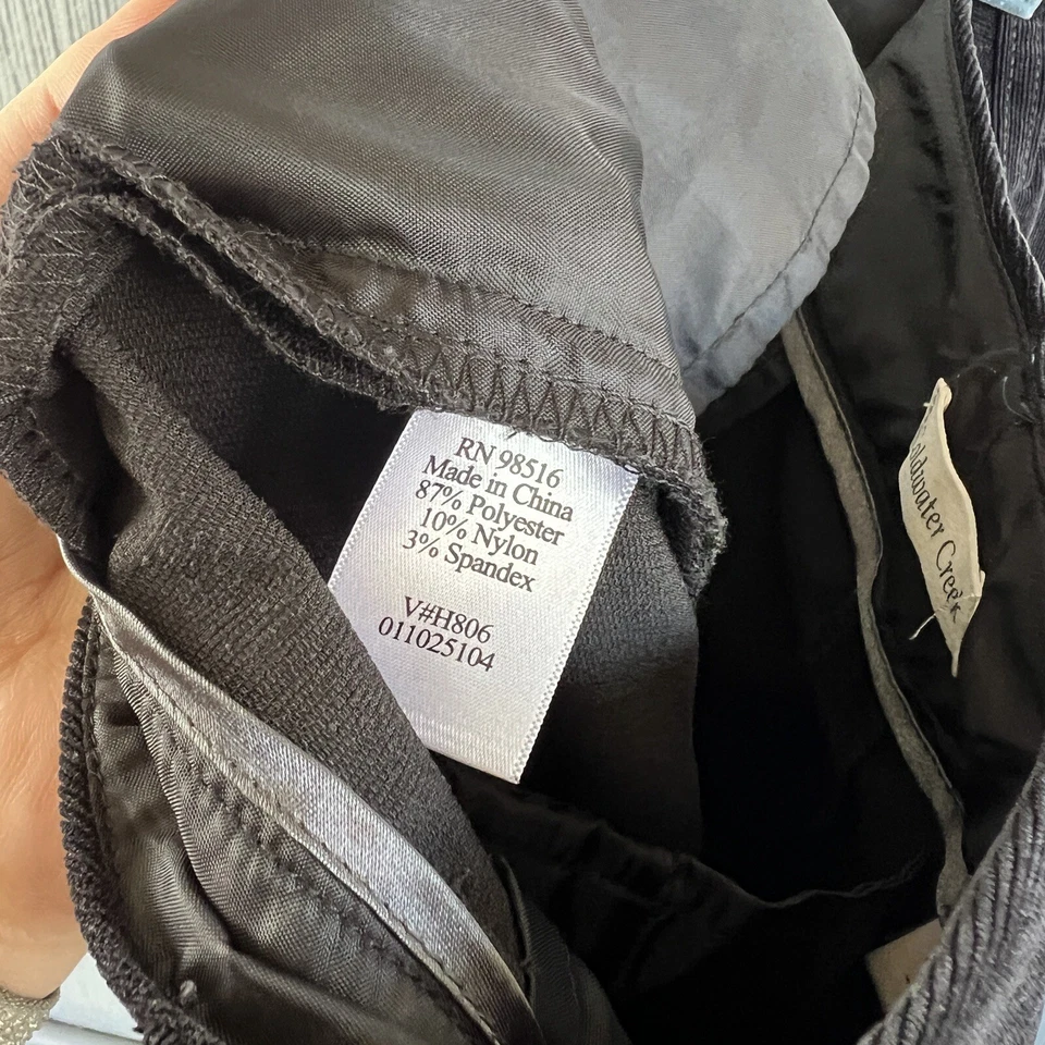 Pantalones de vestir Coldwater Creek para mujer 14 negros terciopelo carrera bota corte bolsillos para piernas Foto 4 de 4