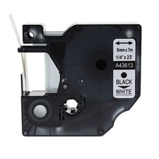 43613 Black on White Label Tape for DYMO D1 LabelPoint 200 350 6mm 1/4" LM 450D