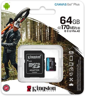 Kingston Canvas Go Plus A2 64GB Micro SD Karte (SDXC) Klasse 10 U3 V30 A2 - 170MBs