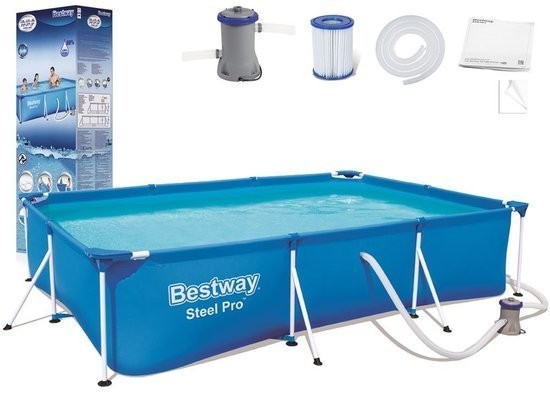 Bestway Frame Pool 300 X 201 X 66 Cm Set Mit Filterpumpe 3.300 L-image