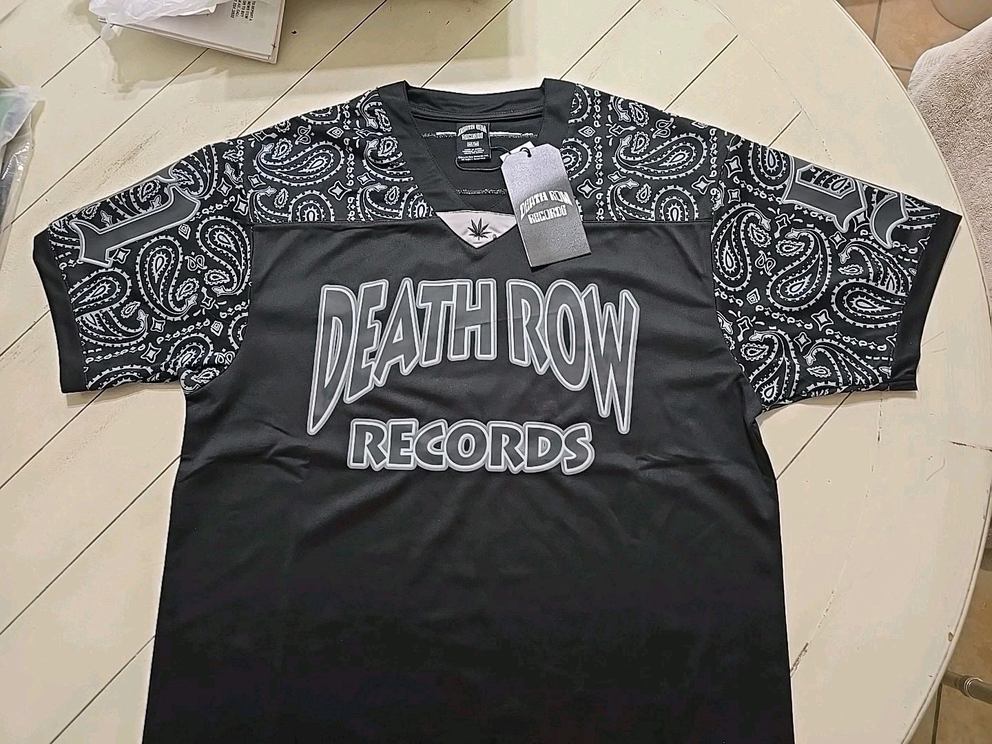 FILA Maglia calcio Death Row Records Los Angeles #91 nera paisley uomo media nuova