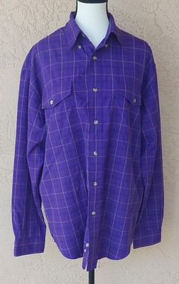 Vintage Cool Lock by Wrangler Men's Shirt Mediu Purple Plaid Outdoor Performance