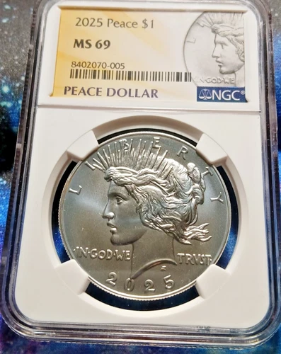 2025 $1 Peace Uncirculated Silver Dollar NGC MS69  !