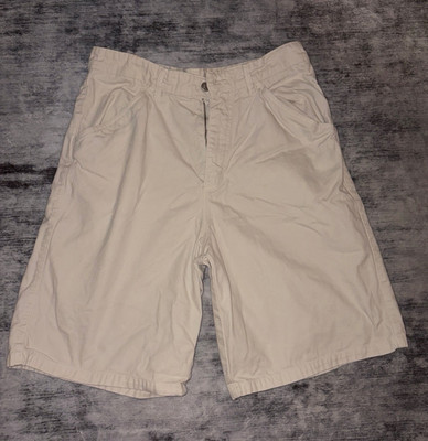 ZARA Men's Beige Chino Shorts Cotton Canvas Flat Front Zip Pockets Casual